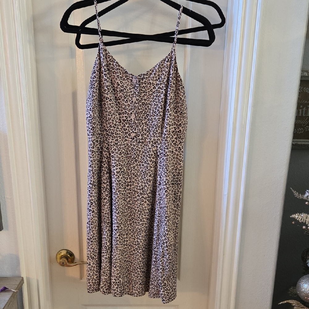 GAP Leopard/Heart Print Mini Dress with Adjustable Spaghetti Straps Size 6